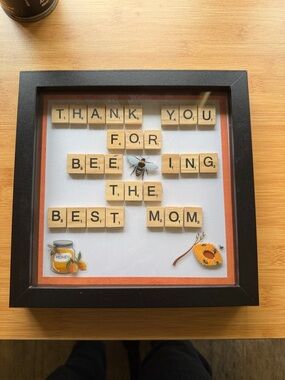 Framed 'Thank You For Bee-ing The Best Mom' Scrabble Art - Black Frame